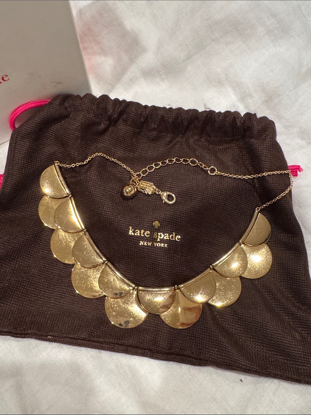 kate spade Gold Scalloped Disc Collar Necklace